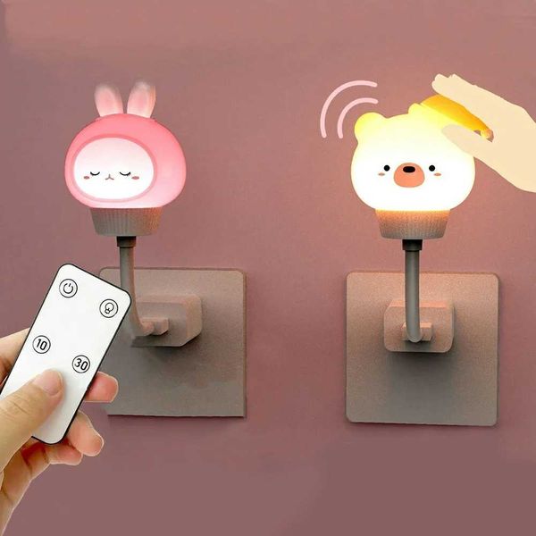 LED USB Night Light Cute Cartoon Bear Remote Control Baby Kid Bedro Decor Bedside Lamp Christmas Gift Z250113