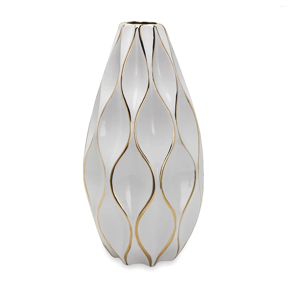 Vases Unleash Your Inner Artist With This Ceramic Vase Featuring Gold Accents And Crystal Embellishments Elegant White