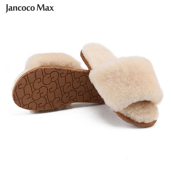 Arrival Winter Warm Slides Sheepskin Sliders Womens Real Wool Fur Slippers Home Indoor Winter Shoes S6038 250118