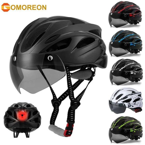Cycling Helmets Bike Helmet with Light Detachable Magnetic Goggles UV Protective Bicycle Helmet Mountain Road Adjustable Adult Cycling Helme