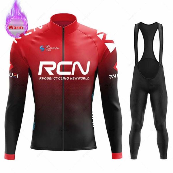 Cycling Jersey Sets 2025 Rcn Team Winter Cycling Set Thermal Fleece Bicycle Clothing Long Sleeve Jersey Road Bike Clothes Ropa Ciclismo MTB