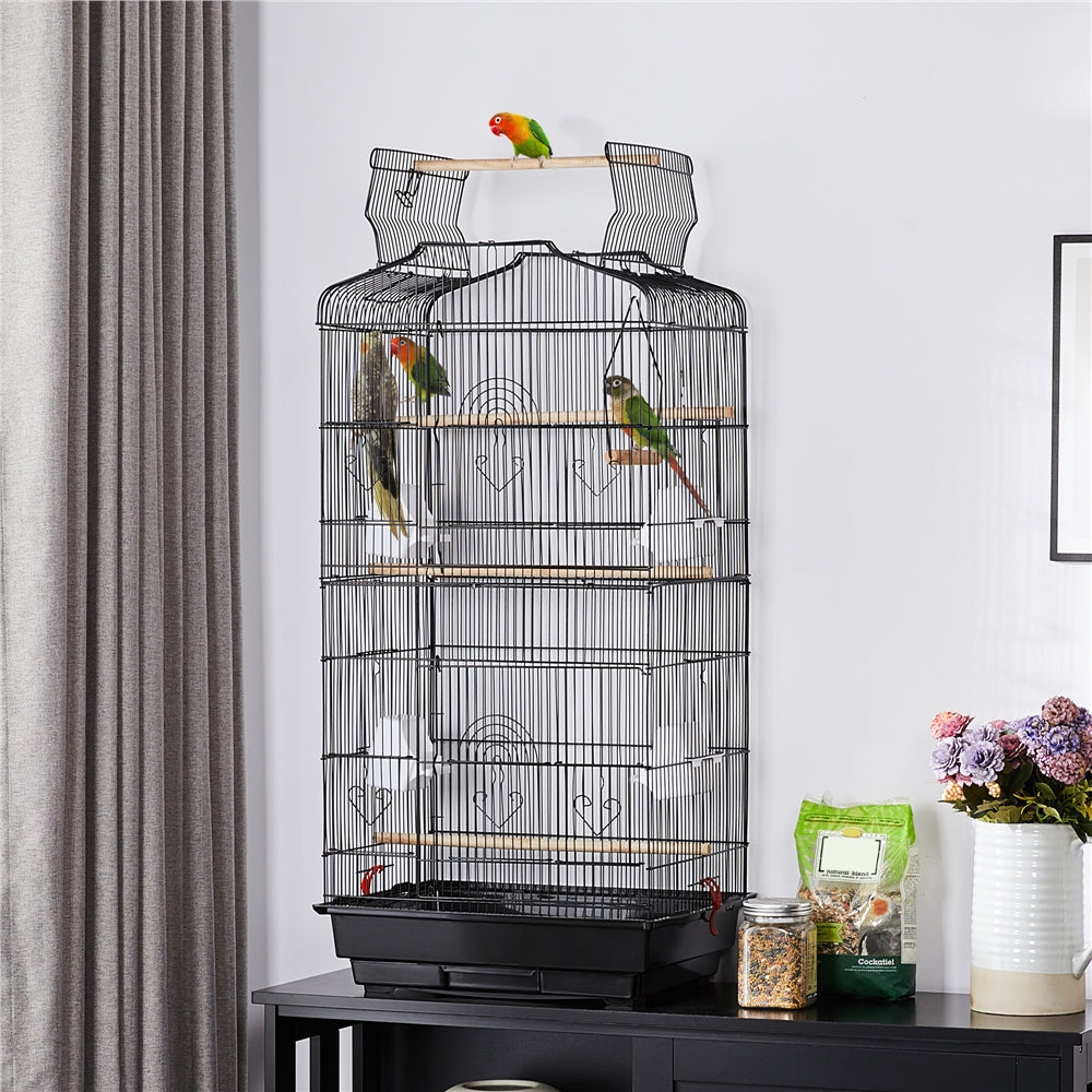 TEMU Halloween 41in Metal Birdcage Parrot Cage With Slide-out Tray& 4 Feeders Suitable For Budgie Parrot Canary Cockatiel Conure
