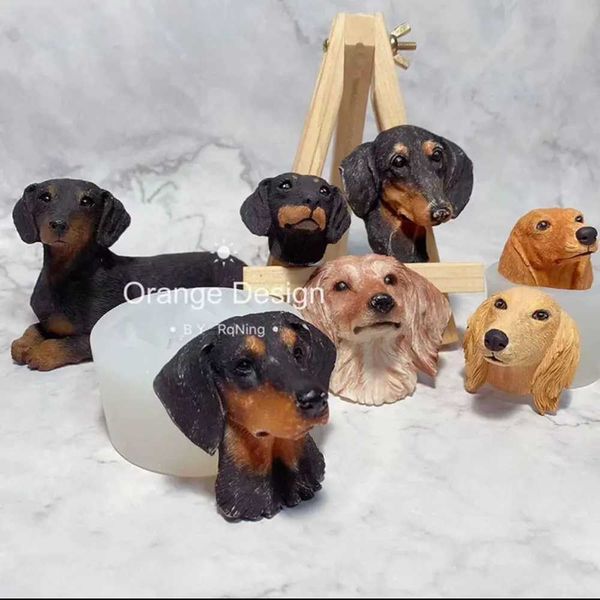 Dachshund Head Plaster Candle Mold DIY Pet Dog Avatar Founder Clay Mold Car Air Vent Decoration Y241212