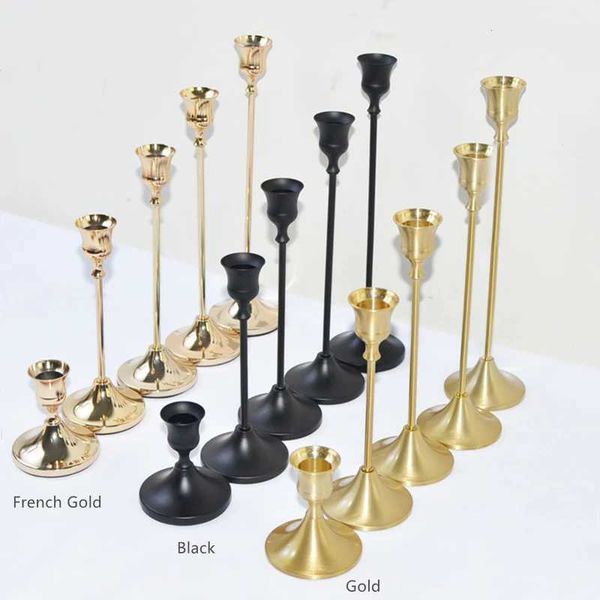 Candle Holders 3-6-9PCS Retro Black Bronze Candle Holders Wedding Party Vintage Metal Candlestick Home Decor Christmas Candle Holders J24111