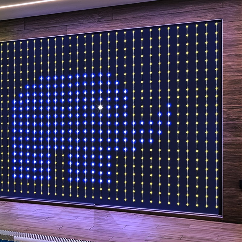 TEMU 400-led Smart Usb Curtain Lights - Colorful Fairy String Lights With Diy Text & Patterns, Music Sync, App Control For Bedroom, Patio, Wedding,