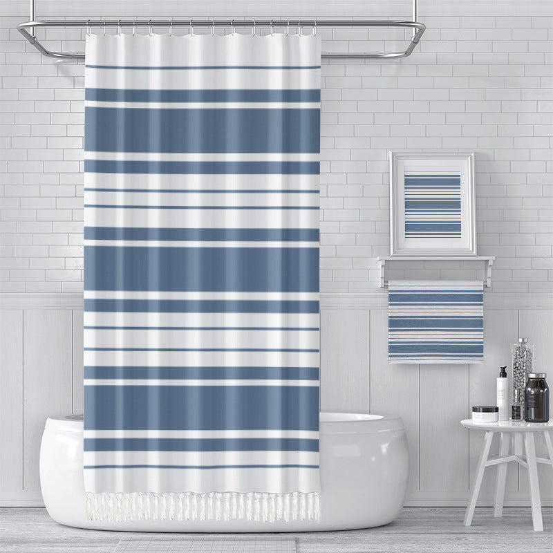 YL-37375 New arrival Modern simple striped tassel shower curtain Bathroom toilet partition curtain