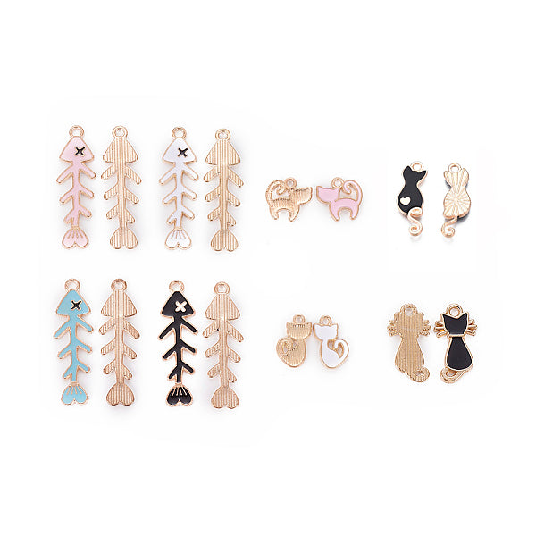 Katze und Fisch Thema Legierung Emaille Charms