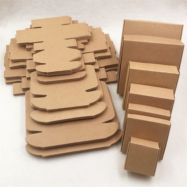 Gift Wrap 50pcs Multi Size Cute Square Kraft Packaging Box Wedding Party Favor Supplies Handmade Soap Chocolate Candy Gift Box 220906