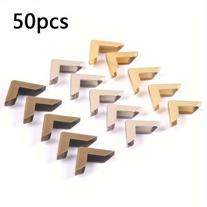 TEMU 50pcs 1.6*1.6*0.3cm Random Mixed Iron Sheet Corner Protector Book Corner Anti-collision Book Paper Notebook Seal Bread Corner Protective Sleeve