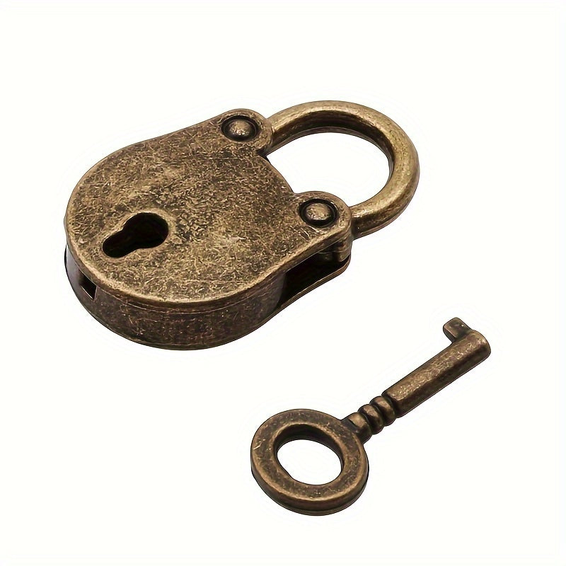 TEMU Vintage Padlock Old Notebook Luggage Belt Antique Bronze Plated Padlock With Key Suitcase Locks Hardware