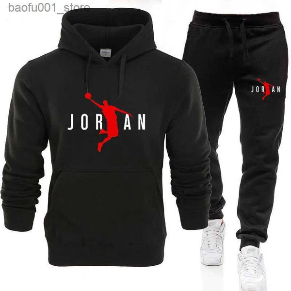 Testros masculinos 2024 AutumnWinter Mens Hoodie de 2 peças Conjunto casual de roupas esportivas Moda Trend Marca Clothing S-3xl Q250108