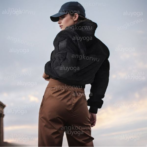 Designer Yoga Coat Outerwear Bomber Jacket Lamb Wool Warm Stand-up Collar soprt Jacket Casual Long Sleeve Sweater Zip Cardigan Sweatshirts C