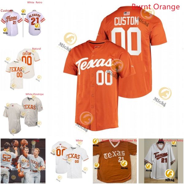 Texas Longhorns Jersey Ryan Reynolds Duke Ellis Masen Hibbeler Zach Zubia Bryce Elder Blair Henley Coy Cobb Custom Stitched Texas Baseball J