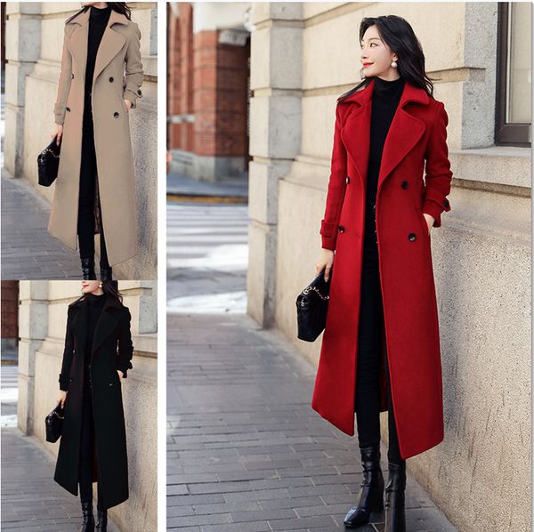 Thermal Winter Women&#039;s Overcoat Business Mid-calf Length Jacket Formal Wool Blends Double-Breasted Coat Thick Female Outerwear