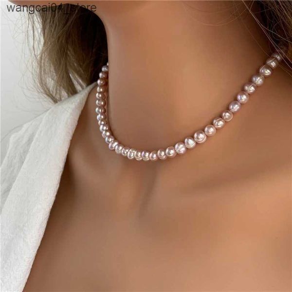 Chokers Trend Jewelry Purple Natural Pearls Necklace Freshwater Pearl Bead Necklace Womens Pearl Necklace Fashion Jewelry L240910