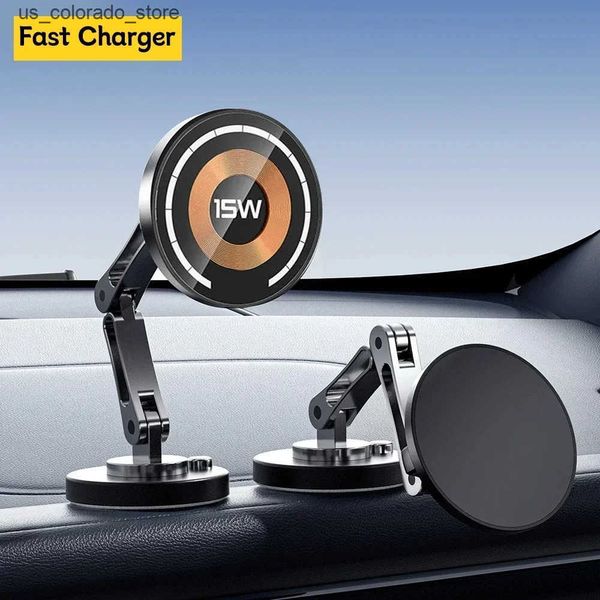 Cell Phone Mounts Holders Magnetic Wireless Charger Car Phone Holder 15W Fast Charging Easy Paste Mount Stand For Magsafe iPhone 15 14 13 Pr