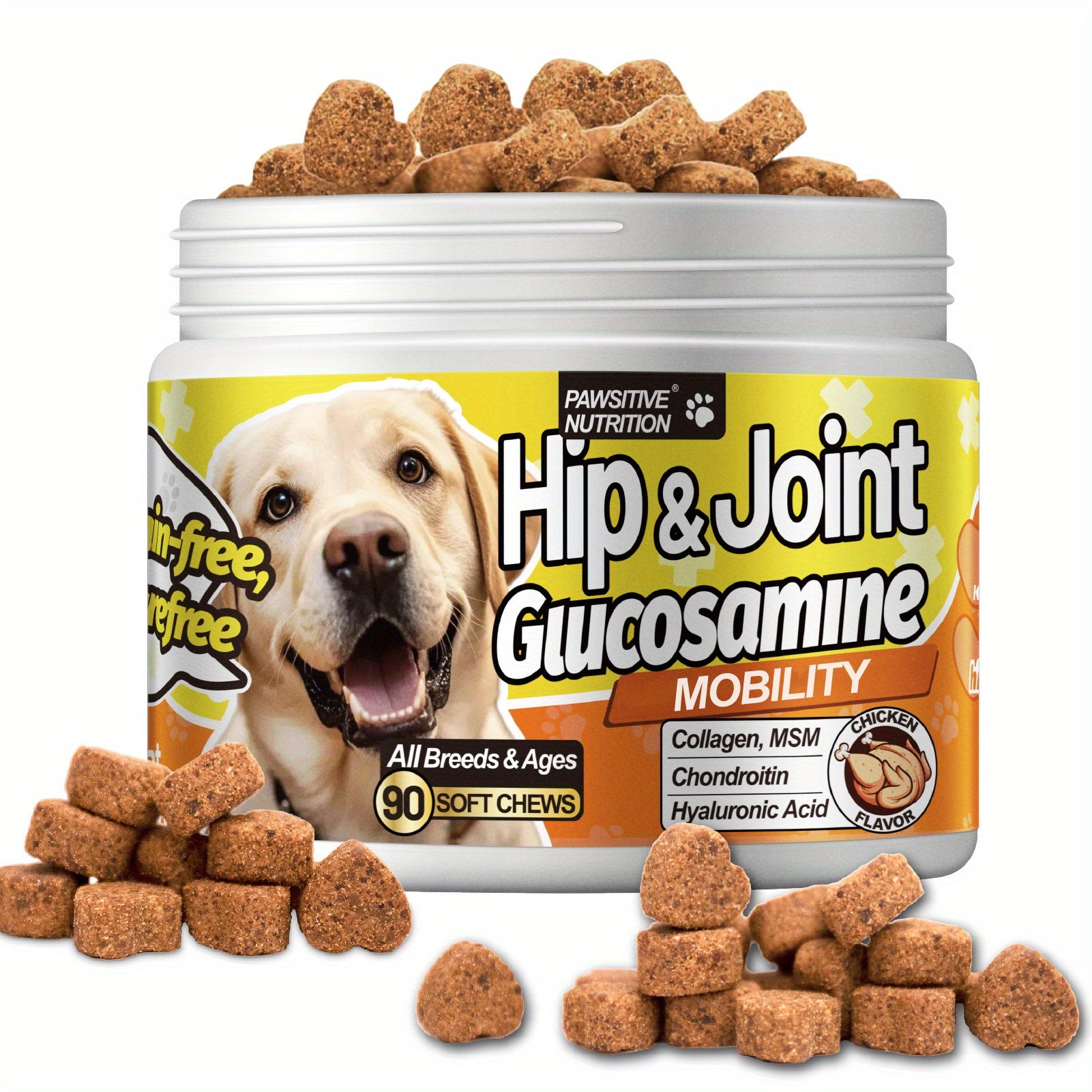 TEMU Hip And Joint Supplement For All Dogs |, Chondroitin, Msm, Salmon Oil & Vitamin C | Mobility And Flexibility| Bone And Muscle Health| Chicken