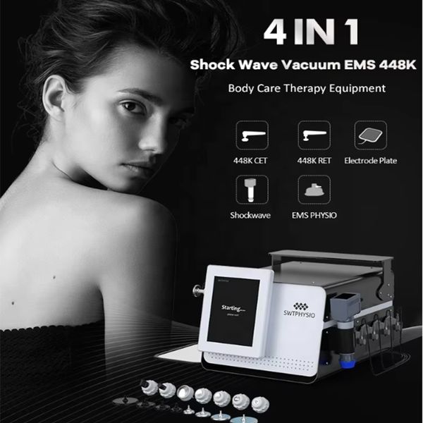 4 IN 1 Electro-magnetic Shockwave Therapy Cet Ret 448Khz Fat Burning Body Slimming Device Fast Relieve Pain Loss Weight Cellulite Reduction