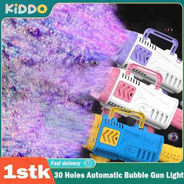 Baby Bath Toys 30 Holes Full Automatic Bubble Gun Rocket Toys For Kids Colorful Lights Soap Bubble Machine Outdoor Wedding Party Toy Games G