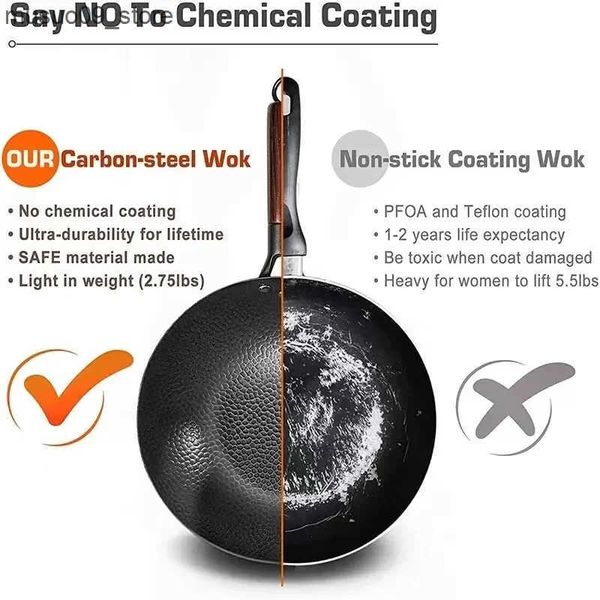 Other Cookware Pan Carbon Steel Wok Traditional 11 Gas Stove Cooker Universa Non-stick Pan L240910 L0910