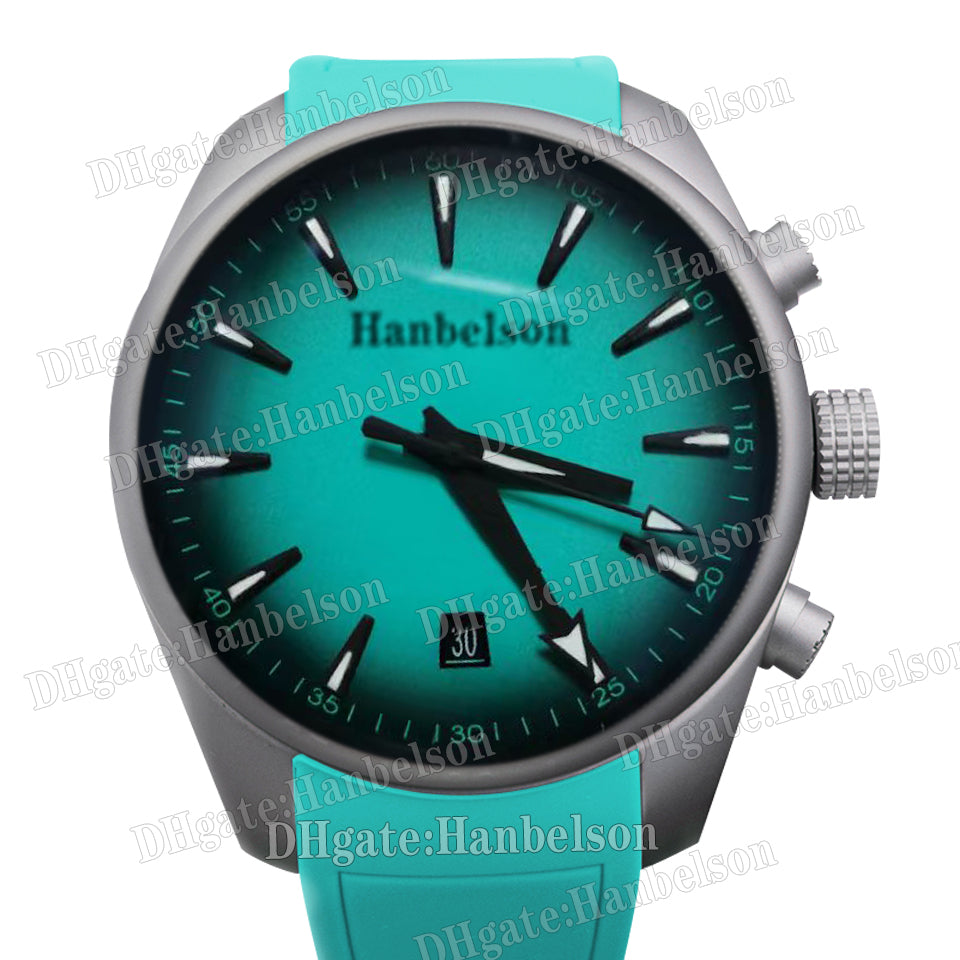 Turquoise Men watch All steel case Automatic movement Gradient green Wristwatch 2813 Machinery Rubber watchband clock 41mm