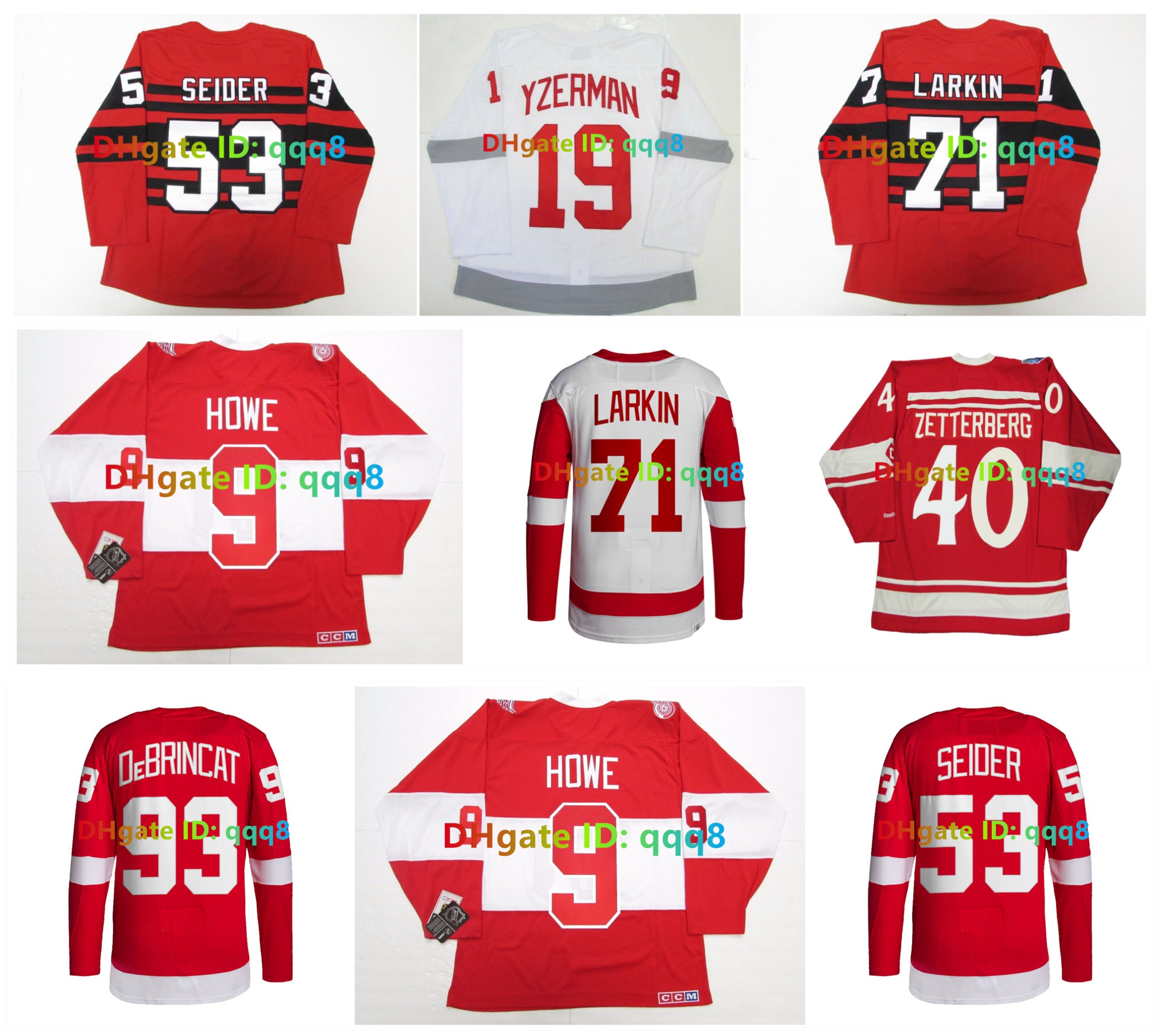 Moritz Seider Dylan Larkin Detroit Hockey Jersey CCM Throwback Red Wings Bob Probert Steve Yzerman Sergei Fedorov Andrew Copp Alex DeBrincat Lucas R