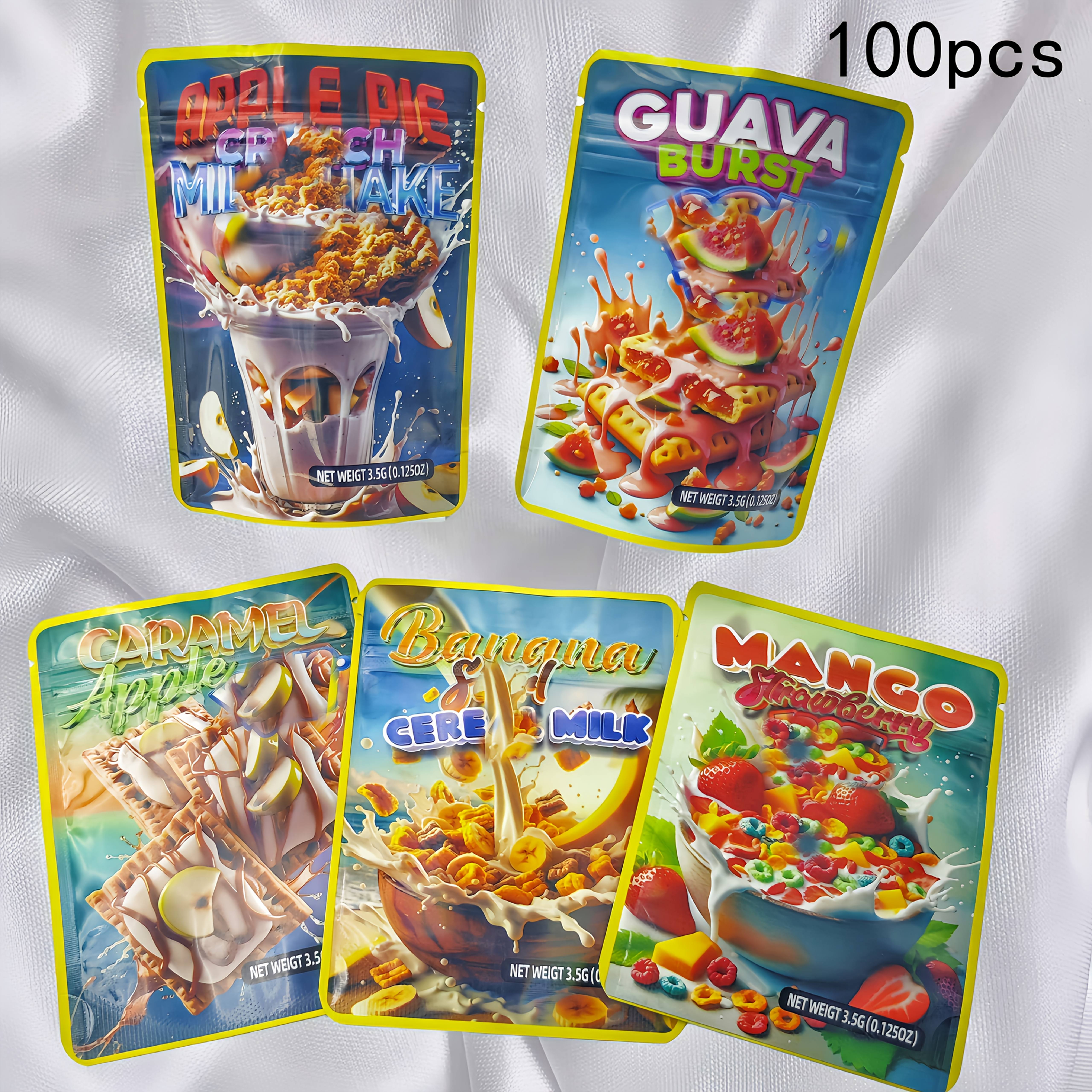 TEMU 100pcs Reusable Holographic 3.5g Mylar Bags - Waterproof, Vibrant For Gift Packaging, Candy Storage & Holiday Decor (peach, Pink, Green, Blue,