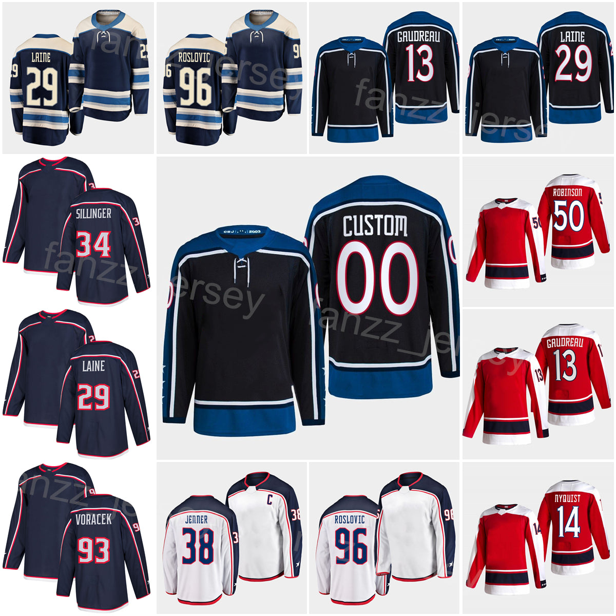 2023 Reverse Retro Hockey 93 Jakub Voracek Jerseys 13 Johnny Gaudreau 29 Patrik Laine 38 Boone Jenner 34 Cole Sillinger 96 Jack Roslovic Gustav Nyqu