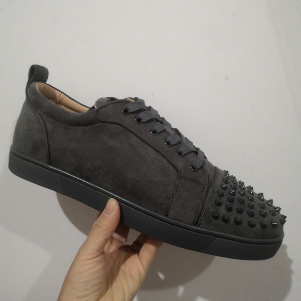 Luxury Designer Shoe Loafers Sneakers Mens Women Red Bottomed Shoes Suede Patent Leather Rivets Glitter Triple Black Party Wedding Plate-for