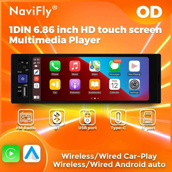 Other Electronics NaviFly 6.86 1 Din MP5 player car stereo radio wireless platter Android automatic multimedia player BT FM receiver head un