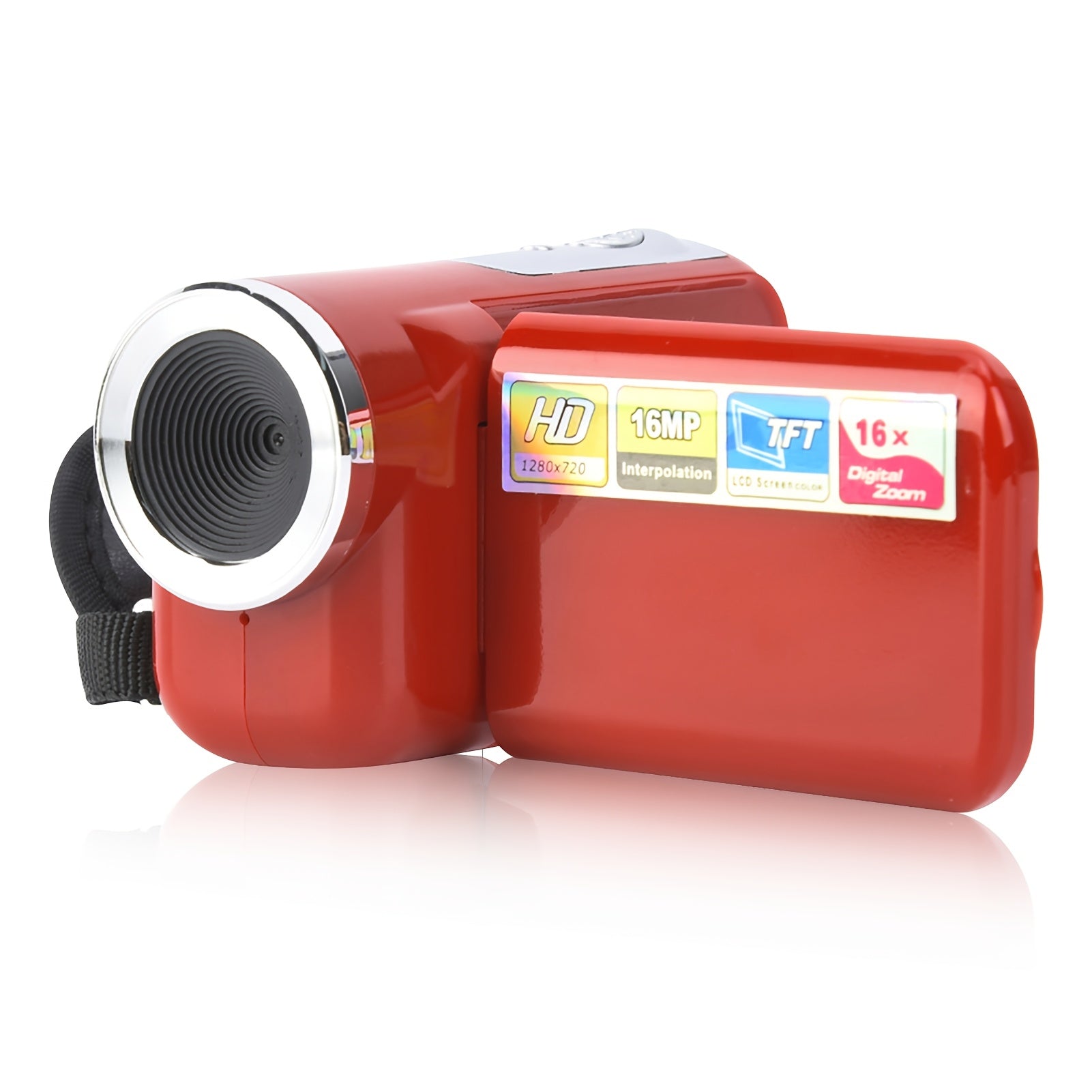 TEMU Digital Camcorder, Portable Hd Digital Camcorder With 2-inch Tft Lcd Red, 300000 Pixel, Not Included Memory Card, Content Creation, Travel Vlog,