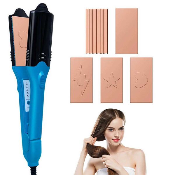 Hair Straighteners DIY 3D Print Pattern Titanium Plate Hair Straightener Crimping Flat Iron Comes with 5 Different Plates Star Lightning Bol