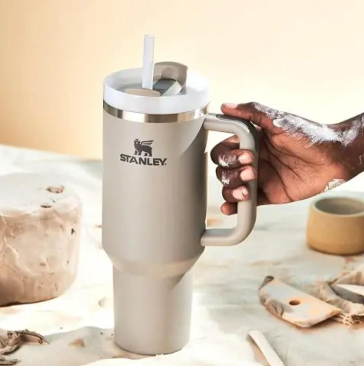 With Stanley LOGO 40oz 2nd stainless steel tumbler with handle lid straw big capacity beer mug water bottle outdoor H2.0 DUNE cup vacuum insulated d