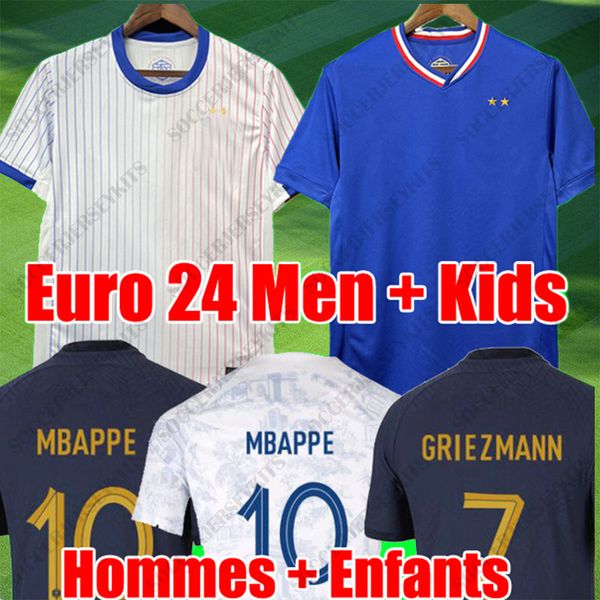 Maillots De 2024 2025 French Teams Soccer Jerseys Euro 24 Football Shirts MBAPPE GRIEZMANN CINGA Maillot DE Foot Kit Shirt Hommes Enfants ME