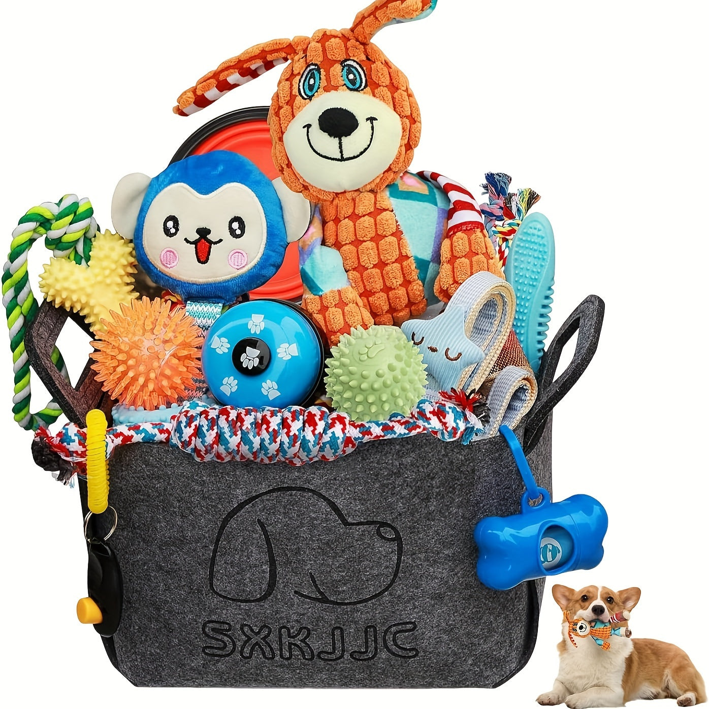 TEMU 18pcs Durable Dog Chew Toys For Teething & Boredom – Includes Rope Toys, Squeaky Balls, Plush Cow, Rubber Rings, Textured Chew Sticks & Puzzle