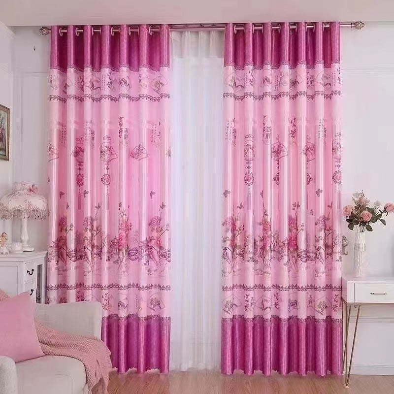 YL-37033 digital printed fabric shower curtain waterproof thick bathroom hook partition curtain