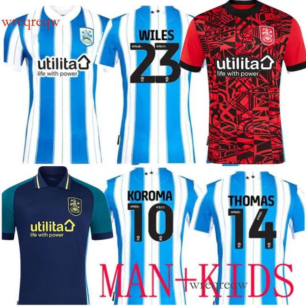 Huddersfield 24 25 Town soccer jerseys home away 2024 RUDONI 8 THOMAS 14 HELIK 5 WILES 23 KOROMA 10 BURGZORG 7 jersey football shirts kit ma