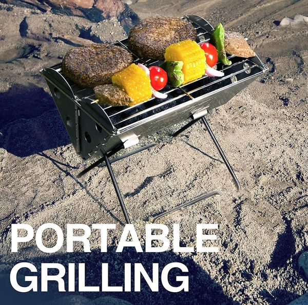 BBQ Grills Stable Outdoor Camping Flat Backpack Portable Stainless Steel Bbq Grill and Fire Pit 2305706