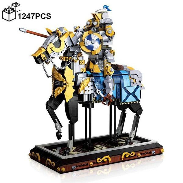 Blocks 1247PCS Europe Armour Medieval Knight Building Blocks Desk Decoration Bricks Soldier Model Assemble Toys Gift For Kids BoyL4715