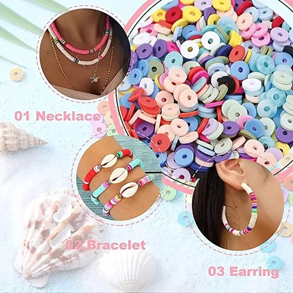 Clay Beads In Grid Box Set For Jewelry Making Kit Flat Round Polymer Heishi Letter DIY Handmade Accessories Kids Cute Funny
