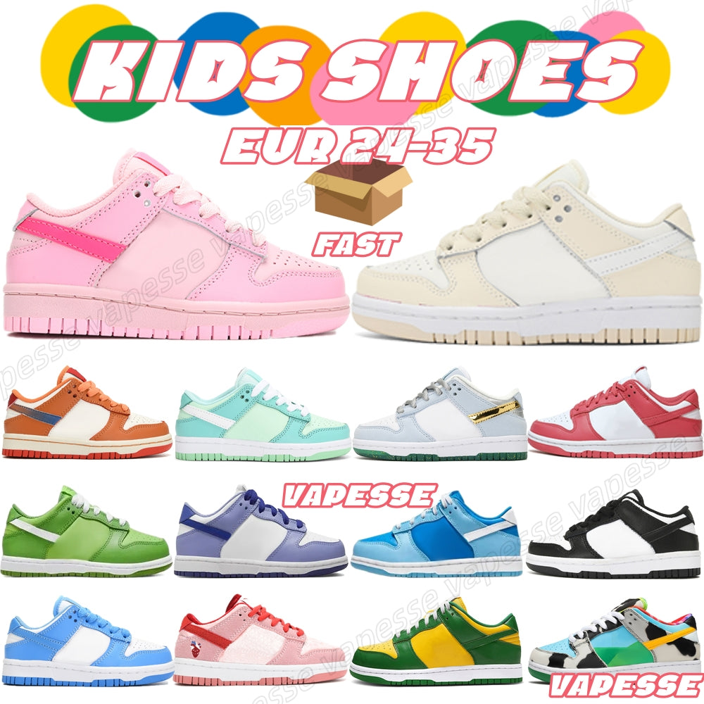 chunky panda kids shoes toddler SB infants Youth university blue sneakers childrens shoe triple pink red white black kermit purple EUR24-35