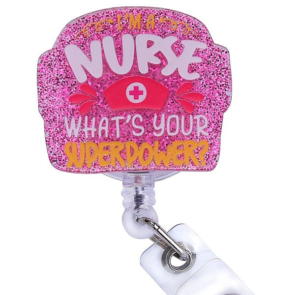 Portabadge in acrilico glitterato e plastica ABS