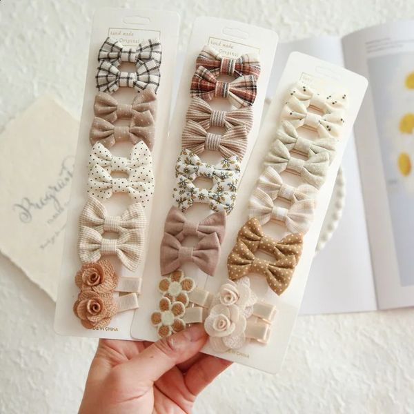 10PcsSet Childrens Hairpins Cute Headwear Hair Accessories Bow for Baby Girl Scrunchie Clips Kids Barrettes 241227