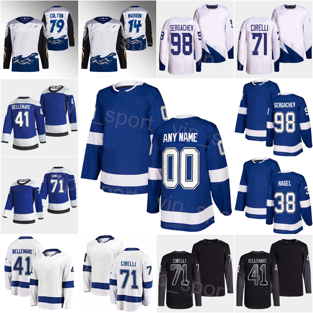 Man Woman Youth Reverse Retro Hockey 71 Anthony Cirelli Jersey 41 Pierre-Edouard Bellemare 98 Mikhail Sergachev Corey Perry 38 Brandon Hagel Ross Co