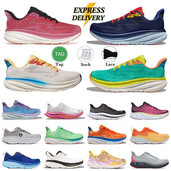 Designer outdoor shoes for men Clifton 8 9 womens platform running sneakers triple black white Shifting Sand Bellwether Blue yellow pear men