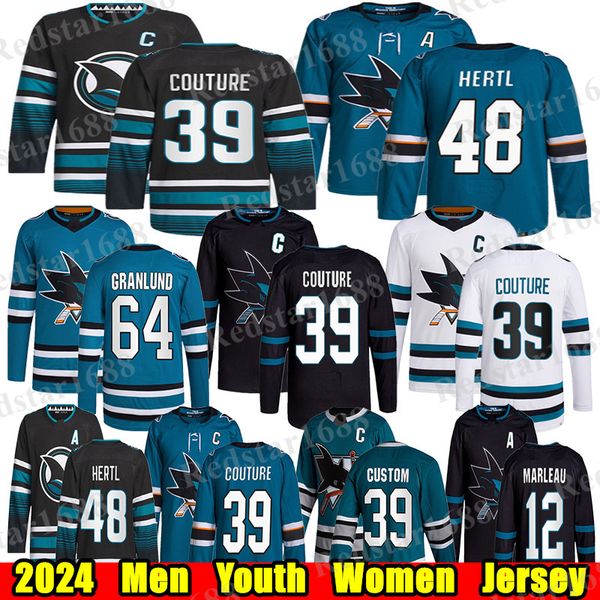 #39 Logan Couture San Jose hockey jersey #7 Nico Sturm Tomas Hertl Mackenzie Blackwood Jacob Macdonald Mikael Granlund Calen Addison Patrick