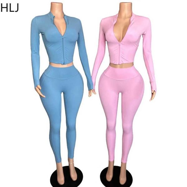 Mens STRINDSUITS HLJ Qualidade de duas peças Casual Sports para mulheres com zíper com manga longa Slim Fit Top e Long Palnts pernas de atle