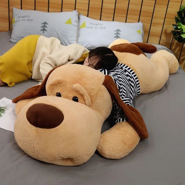 Giant plush dog toy big sleeping dog stuffed puppy soft animal toy cartoon pillow baby back pad girls birthday gift 241126