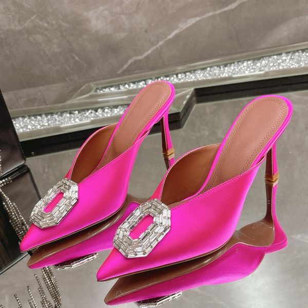 Camelia Crystal embelezhed Slip em Mules Sandals Slipper Slipper Shoel Point Toe Shoes Sapatos de Luxuja Feminina Factory Factory Factory Sa