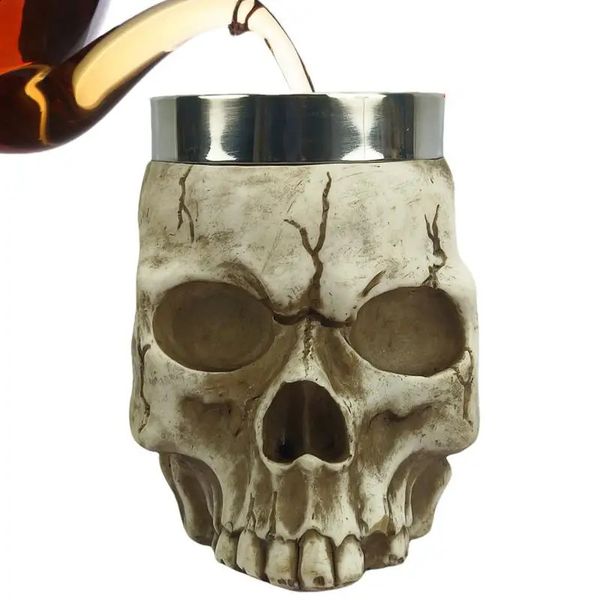 Skeleton Coffee Cup Terror Skeleton Stainless Steel Beer Cup Multi functional Cup Beer Soybean Milk Tea Beverage 240805